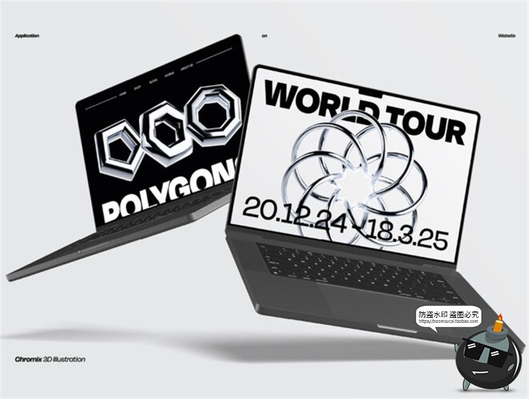 未来科幻抽象艺术3D立体镀铬金属不规则几何图形PNG元素免抠素材-设计猿