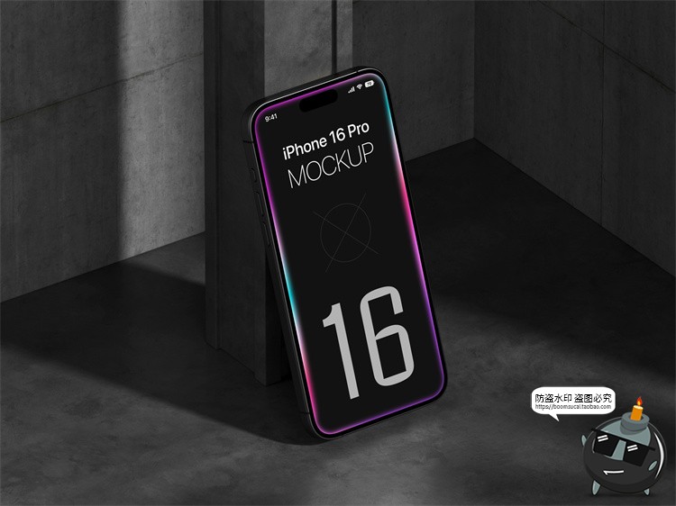 图片[1]-工业风 iPhone 16 Pro手机广告App界面贴图展示样机PSD模板PS素材-设计猿