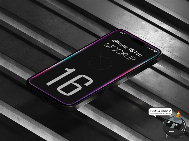 图片[3]-工业风 iPhone 16 Pro手机广告App界面贴图展示样机PSD模板PS素材-设计猿