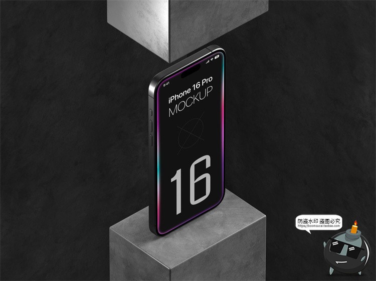 图片[4]-工业风 iPhone 16 Pro手机广告App界面贴图展示样机PSD模板PS素材-设计猿