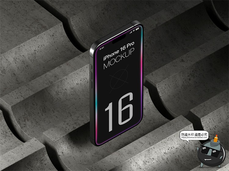 图片[5]-工业风 iPhone 16 Pro手机广告App界面贴图展示样机PSD模板PS素材-设计猿