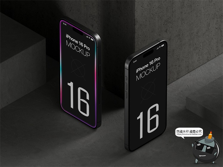 图片[11]-工业风 iPhone 16 Pro手机广告App界面贴图展示样机PSD模板PS素材-设计猿