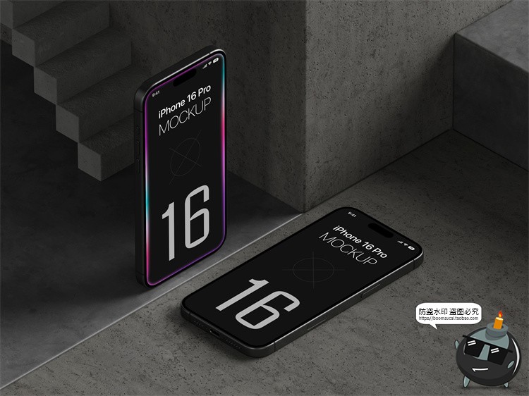 图片[12]-工业风 iPhone 16 Pro手机广告App界面贴图展示样机PSD模板PS素材-设计猿