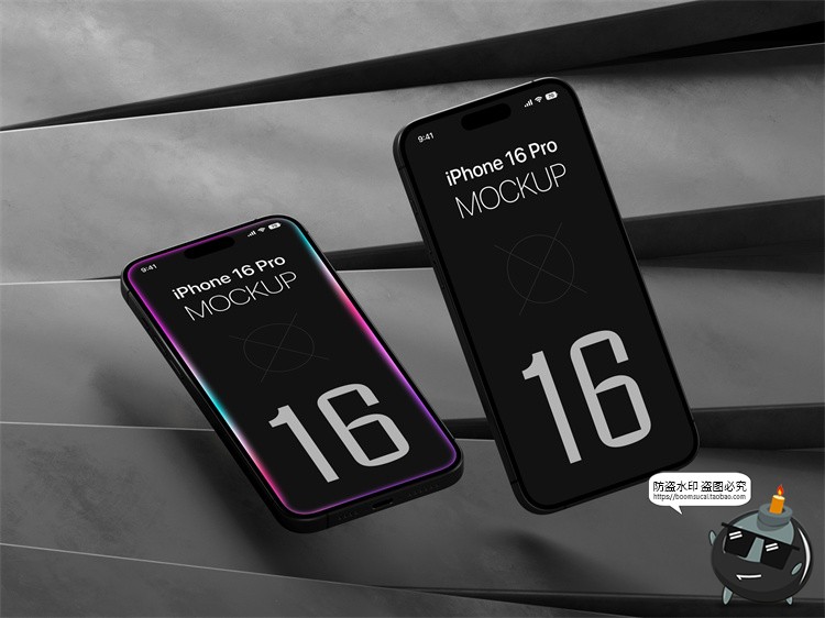 图片[17]-工业风 iPhone 16 Pro手机广告App界面贴图展示样机PSD模板PS素材-设计猿