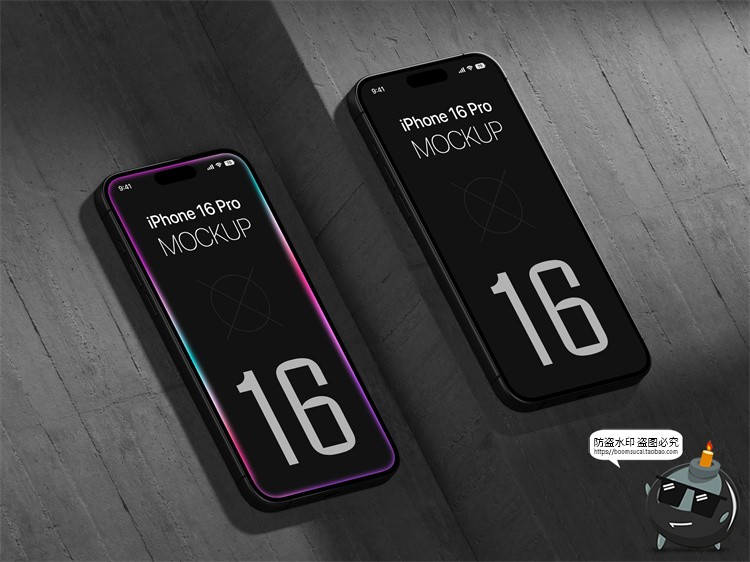 图片[18]-工业风 iPhone 16 Pro手机广告App界面贴图展示样机PSD模板PS素材-设计猿