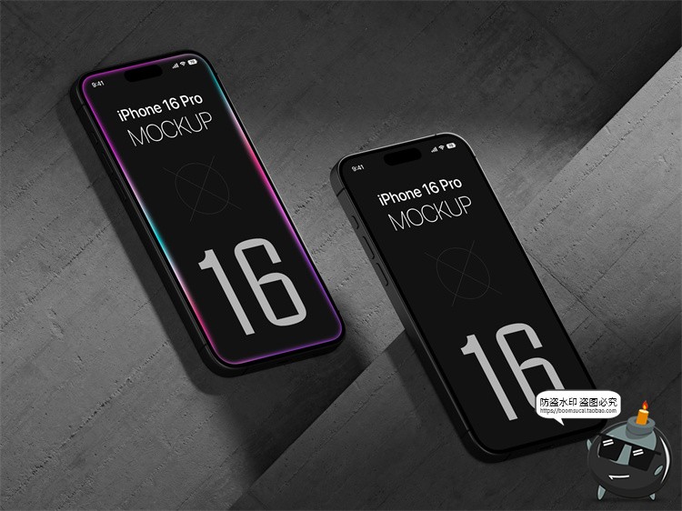 图片[19]-工业风 iPhone 16 Pro手机广告App界面贴图展示样机PSD模板PS素材-设计猿