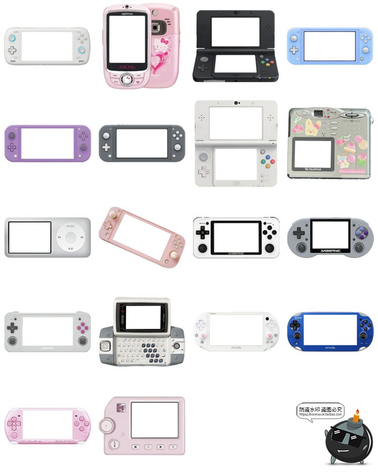 美式复古游戏机边框贴纸电子手账PNG免扣图片饭圈美工装饰素材图-设计猿