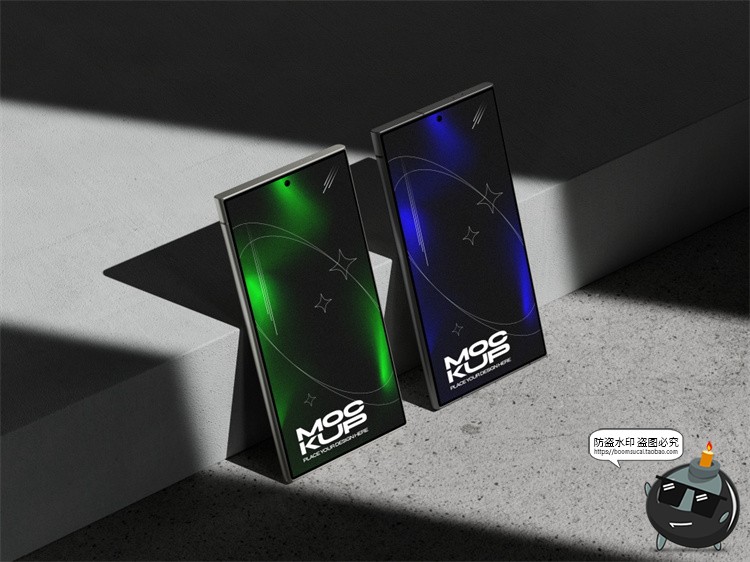 图片[1]-安卓手机APP界面UI设计贴图PS样机光影场景展示效果PSD模板ps素材-设计猿