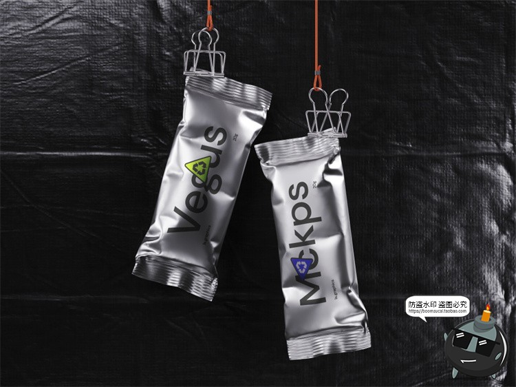 图片[15]-潮流质感金属铝箔包装袋密封真空袋智能贴图包装样机PSD模板素材-设计猿