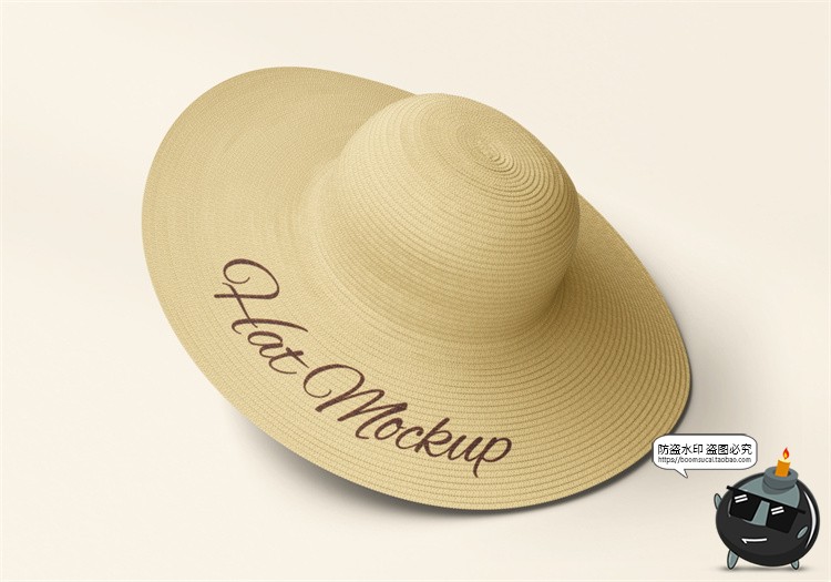 图片[3]-文艺草帽太阳帽子女款时尚模型图案印花贴图展示样机PSD模板素材-设计猿