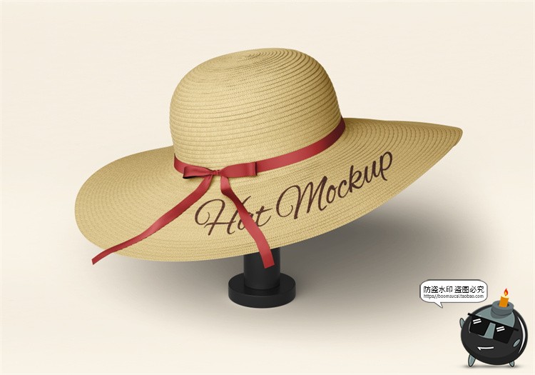 图片[4]-文艺草帽太阳帽子女款时尚模型图案印花贴图展示样机PSD模板素材-设计猿
