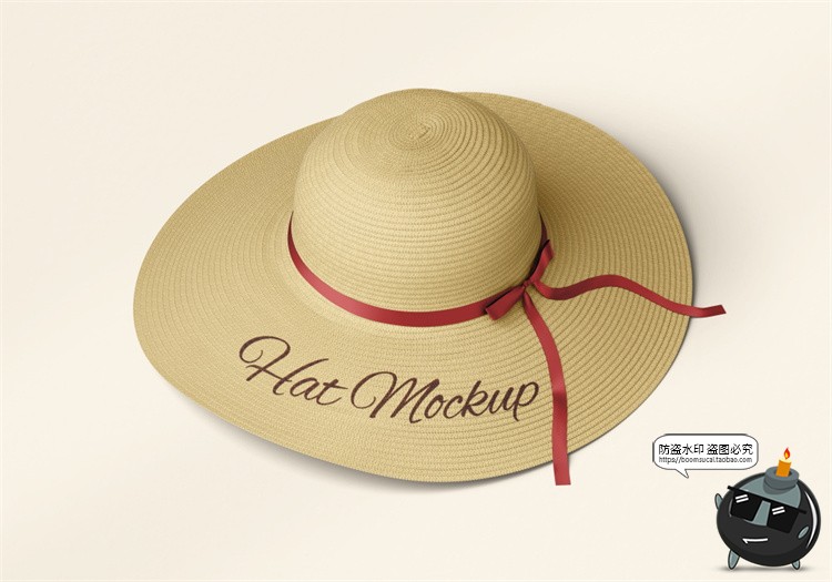 图片[5]-文艺草帽太阳帽子女款时尚模型图案印花贴图展示样机PSD模板素材-设计猿
