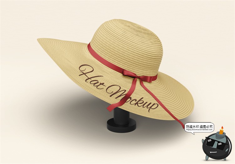 图片[6]-文艺草帽太阳帽子女款时尚模型图案印花贴图展示样机PSD模板素材-设计猿