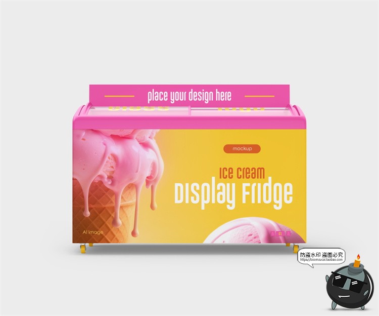 图片[2]-超市饮料冰箱雪糕冰棍货架冷柜冰柜冷藏货柜广告贴图样机PSD素材-设计猿