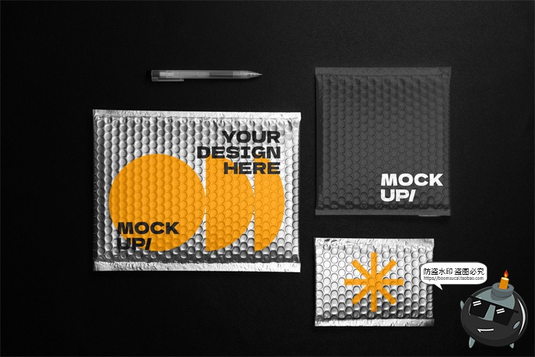 图片[7]-快递镀铝膜镭射气泡包装袋气泡快递袋印花VI效果展示PSD样机素材-设计猿