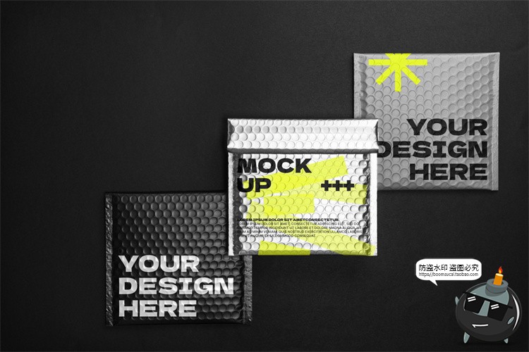 图片[8]-快递镀铝膜镭射气泡包装袋气泡快递袋印花VI效果展示PSD样机素材-设计猿