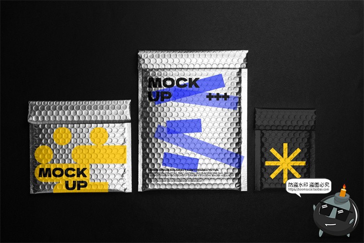 图片[10]-快递镀铝膜镭射气泡包装袋气泡快递袋印花VI效果展示PSD样机素材-设计猿