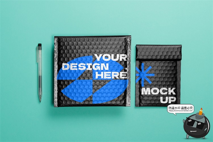 图片[14]-快递镀铝膜镭射气泡包装袋气泡快递袋印花VI效果展示PSD样机素材-设计猿