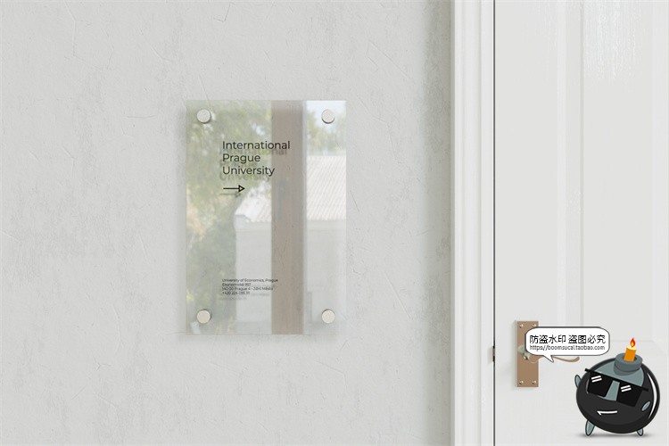 图片[2]-办公室墙面玻璃标牌透明导视牌模型展示设计贴图样机PSD模板素材-设计猿