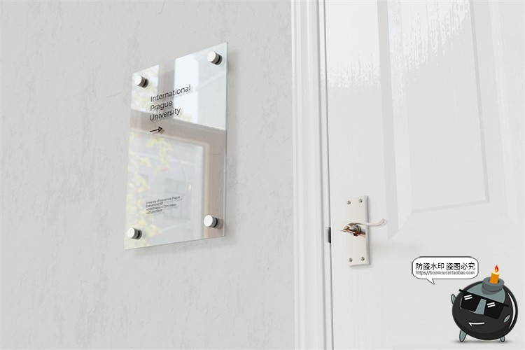 图片[3]-办公室墙面玻璃标牌透明导视牌模型展示设计贴图样机PSD模板素材-设计猿