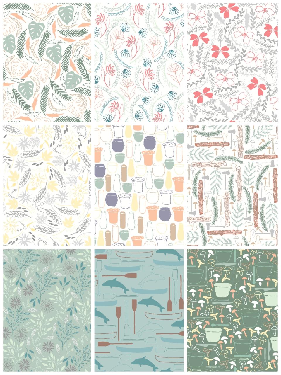 日系风文艺小清新图案花纹平铺背景包装印刷AI矢量设计素材-设计猿