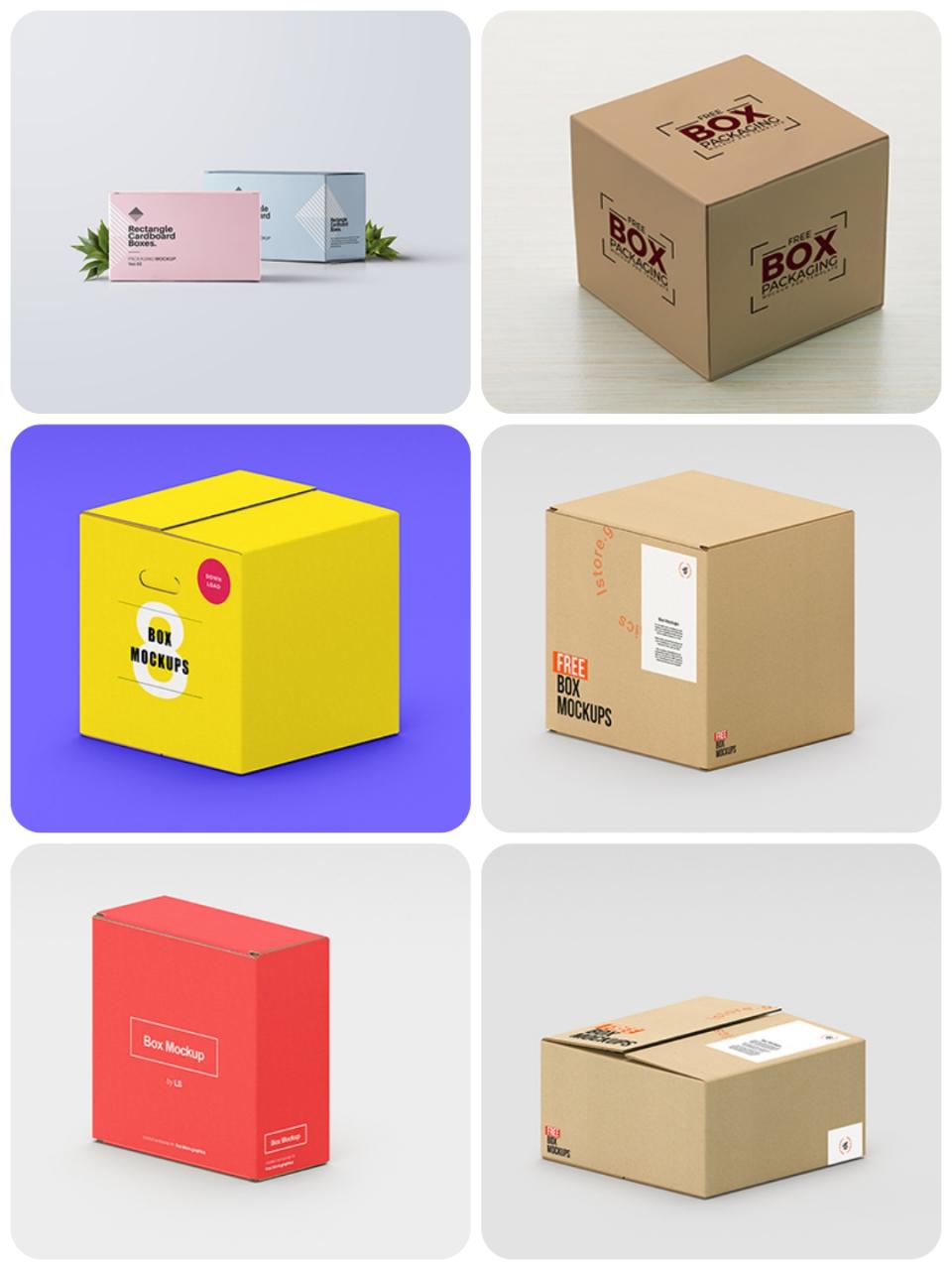 图片[2]-瓦楞纸箱包装盒快递产品展示效果图PSD智能样机LOGO贴图素材模板-设计猿