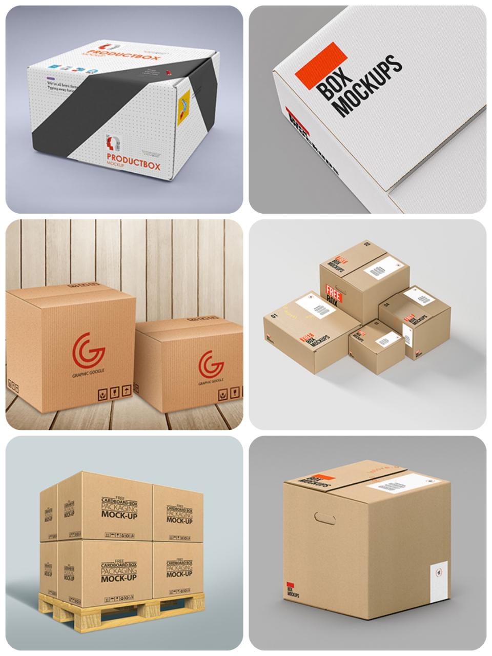 图片[3]-瓦楞纸箱包装盒快递产品展示效果图PSD智能样机LOGO贴图素材模板-设计猿