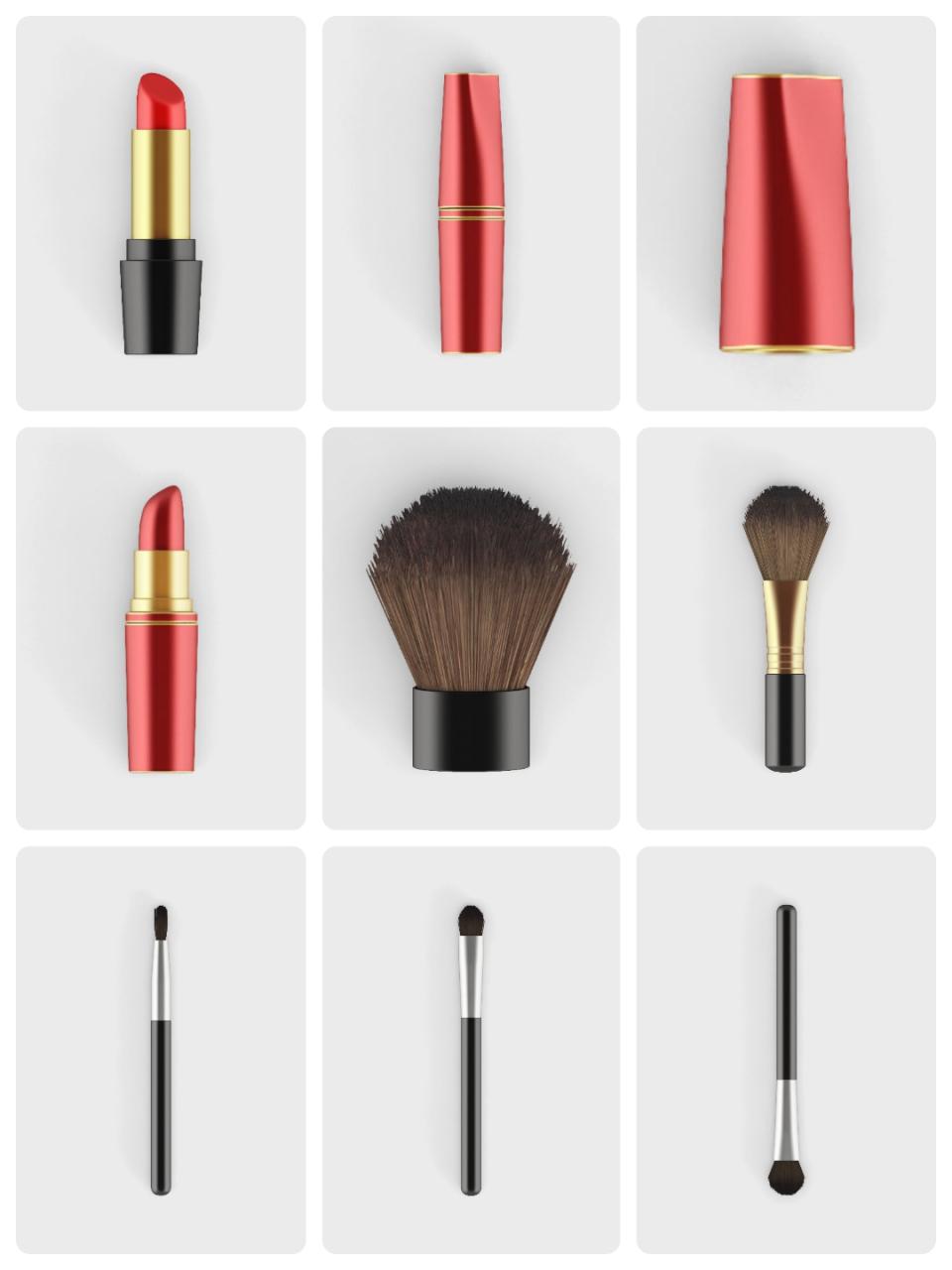 图片[2]-化妆品用具刷子口红香水瓶摆拍免抠PSD模板模型分层源文件PS素材-设计猿