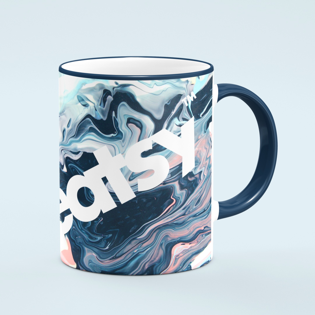 马克杯陶瓷咖啡杯水杯身图案VI提案展示文创样机PSD模板贴图素材-设计猿