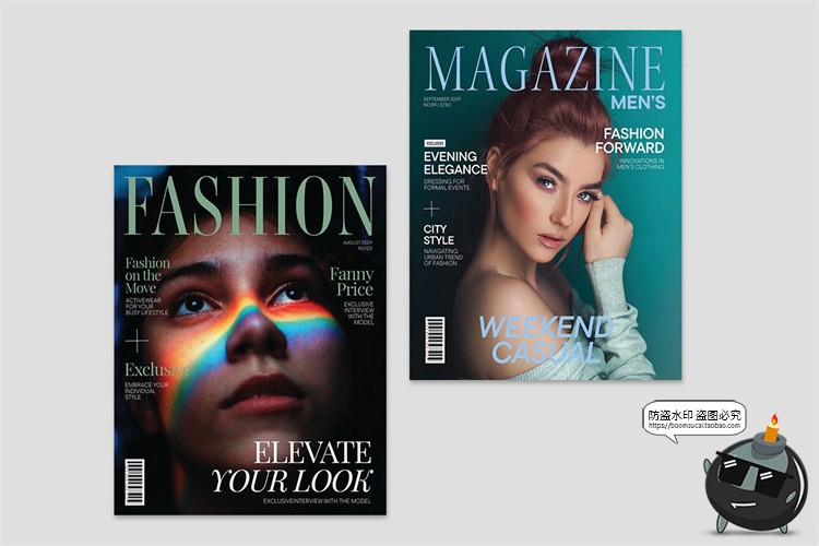 时尚海报杂志画册封面人物图文排版布局品牌宣传版式PSD模板素材-设计猿