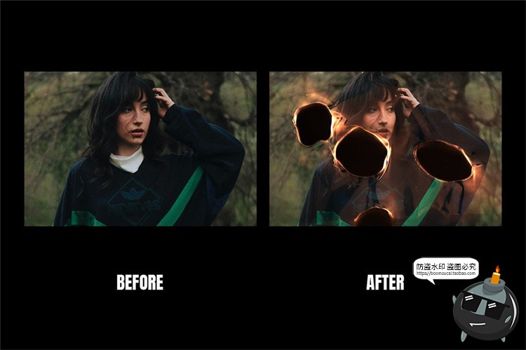 图片[3]-复古燃烧灼烧胶片视觉纹理叠加照片后期效果PSD特效样机模板素材-设计猿