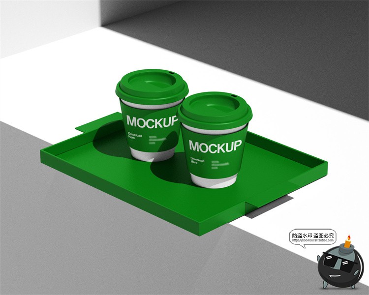 图片[2]-咖啡品牌茶饮VI场景应用外卖纸袋纸杯拎袋包装PSD模板样机ps素材-设计猿