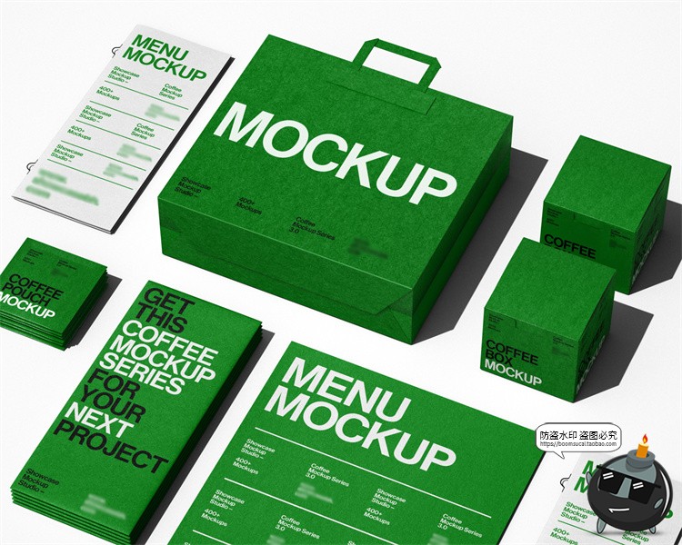 图片[4]-咖啡品牌茶饮VI场景应用外卖纸袋纸杯拎袋包装PSD模板样机ps素材-设计猿