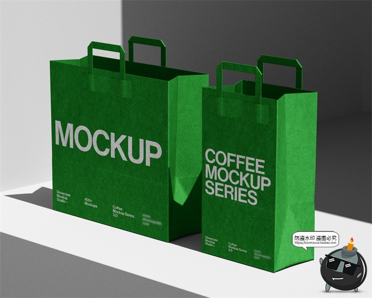 图片[9]-咖啡品牌茶饮VI场景应用外卖纸袋纸杯拎袋包装PSD模板样机ps素材-设计猿