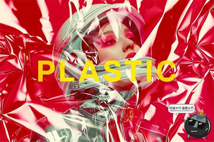 图片[1]-透明塑料薄膜玻璃纸褶皱折痕纹理背景叠加图片特效样机模板ps素材-设计猿