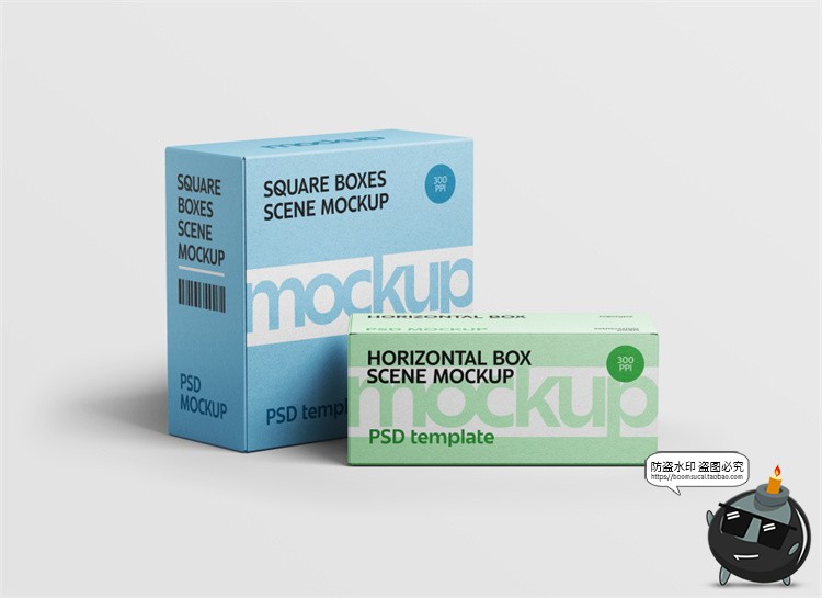 图片[1]-盒子纸盒礼盒方形产品包装效果图展示智能贴图样机PSD模板ps素材-设计猿