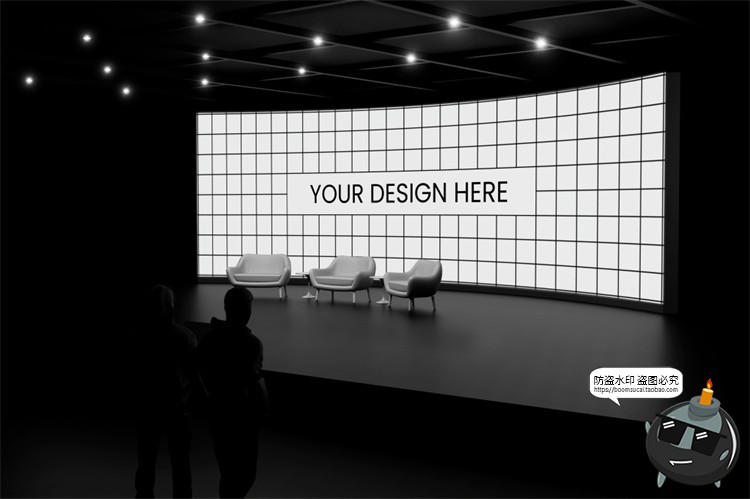 图片[1]-电子产品新品发布会峰会论坛背景板LED曲面大屏幕演示样机PSD素材-设计猿