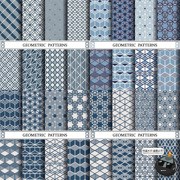 传统复古经典抽象几何图形古典元素无缝装饰图案AI矢量图背景素材-设计猿