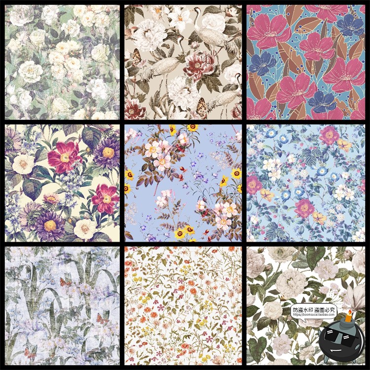 图片[3]-复古手绘自然系植物花卉插画无缝装饰底纹图案高清JPG图片素材-设计猿