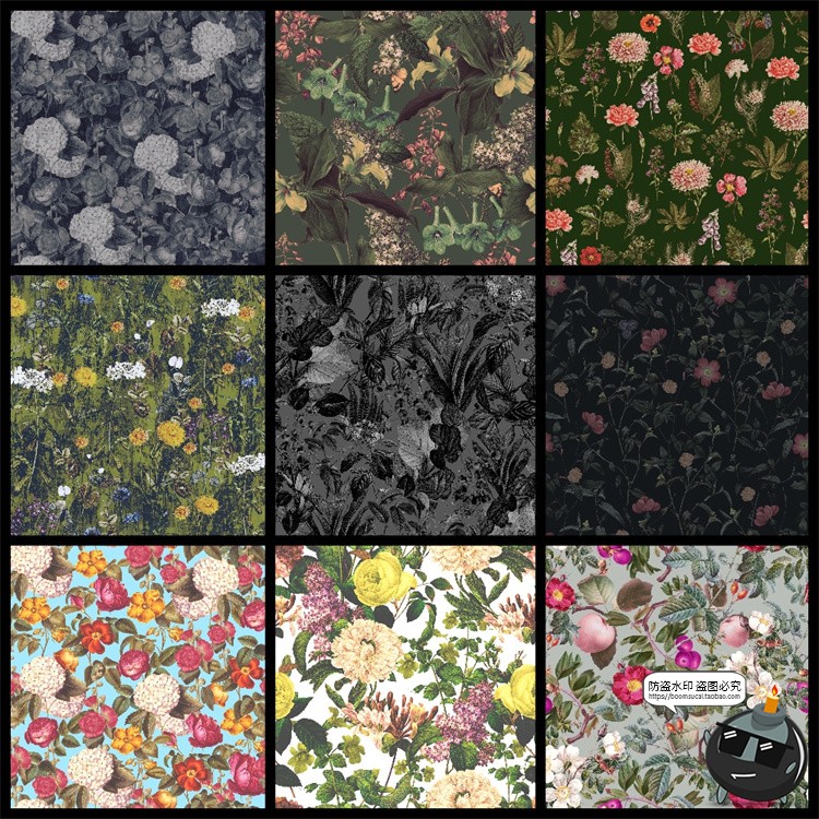 图片[4]-复古手绘自然系植物花卉插画无缝装饰底纹图案高清JPG图片素材-设计猿