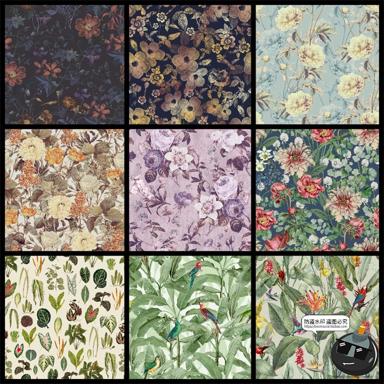 图片[6]-复古手绘自然系植物花卉插画无缝装饰底纹图案高清JPG图片素材-设计猿