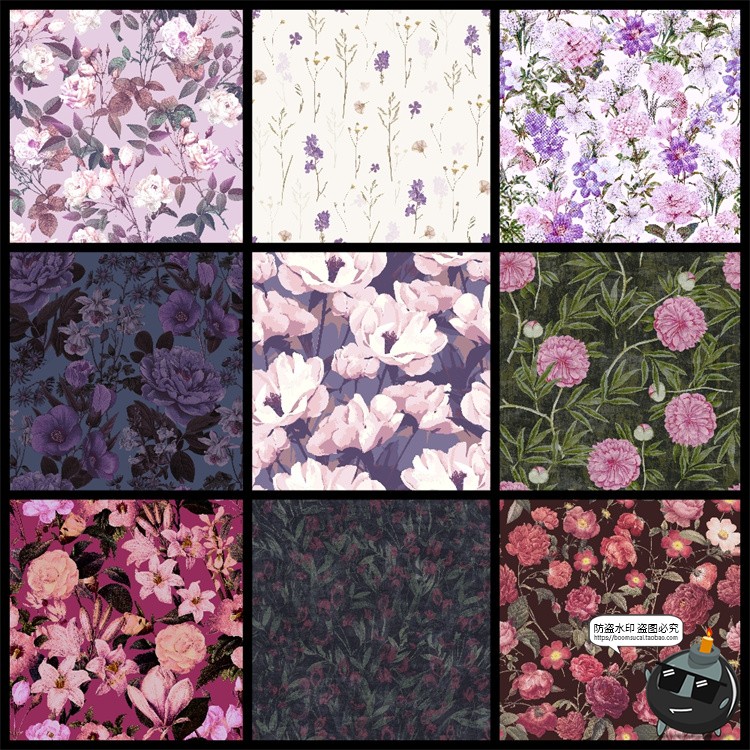 图片[8]-复古手绘自然系植物花卉插画无缝装饰底纹图案高清JPG图片素材-设计猿