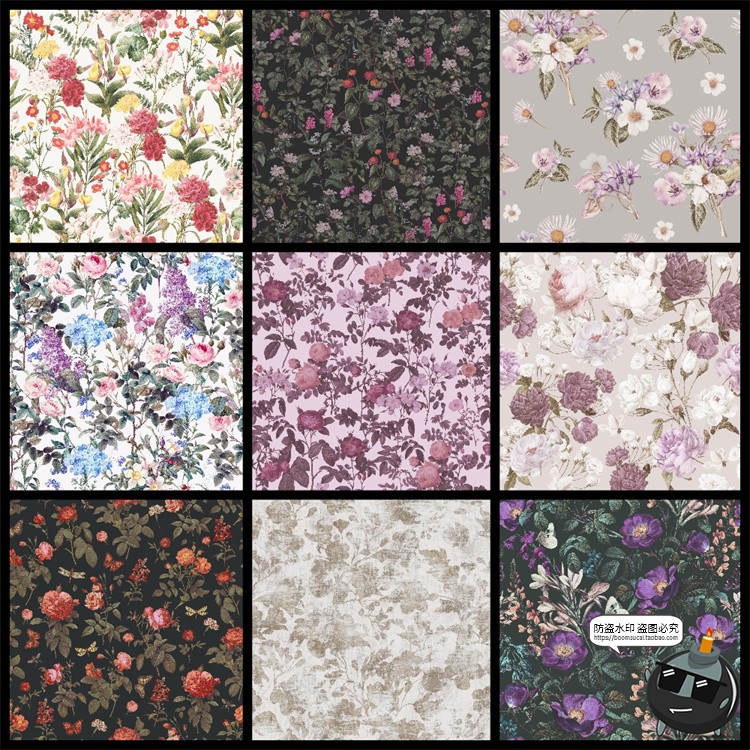 图片[9]-复古手绘自然系植物花卉插画无缝装饰底纹图案高清JPG图片素材-设计猿