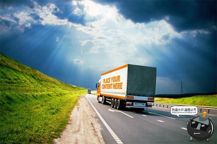 图片[4]-卡车拖车重卡汽车车体车身户外广告海报智能贴图样机PSD模板素材-设计猿