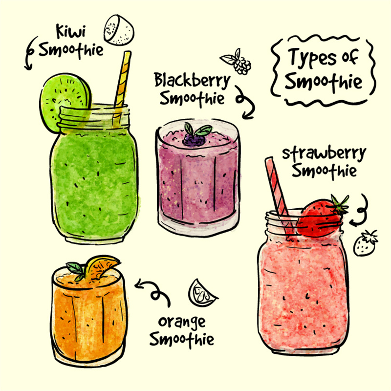 手绘水彩果汁饮料蜂蜜饮品牛奶酸奶菜单元素PNG免抠AI矢量图素材-设计猿