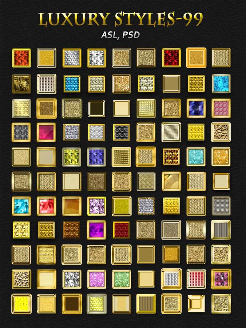 奢华黄金钻石宝石金属字体特效质感效果一键生成素材ASL样式设计-设计猿