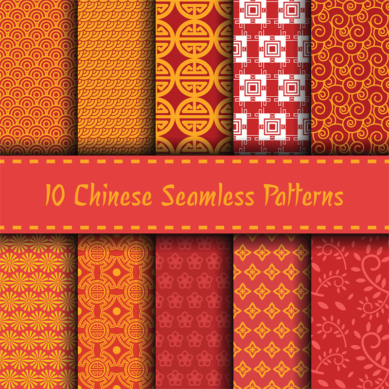 中国节日大红色喜庆底纹图案中国风祥云中国结包装墙纸AI矢量素材-设计猿