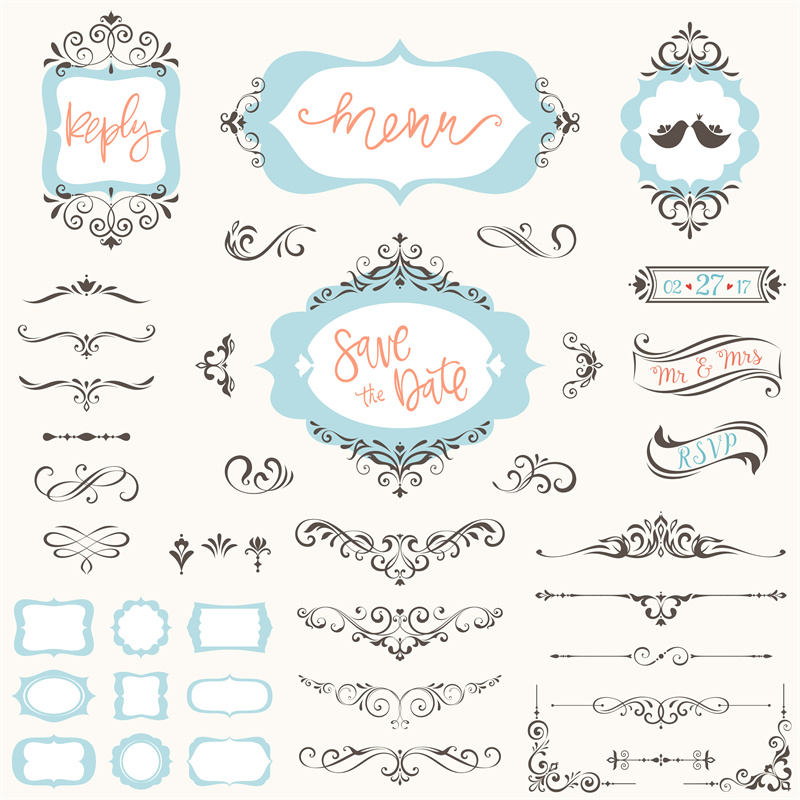 简约欧式复古线条边框花纹LOGO角框图标花边分割线AI矢量PS素材-设计猿