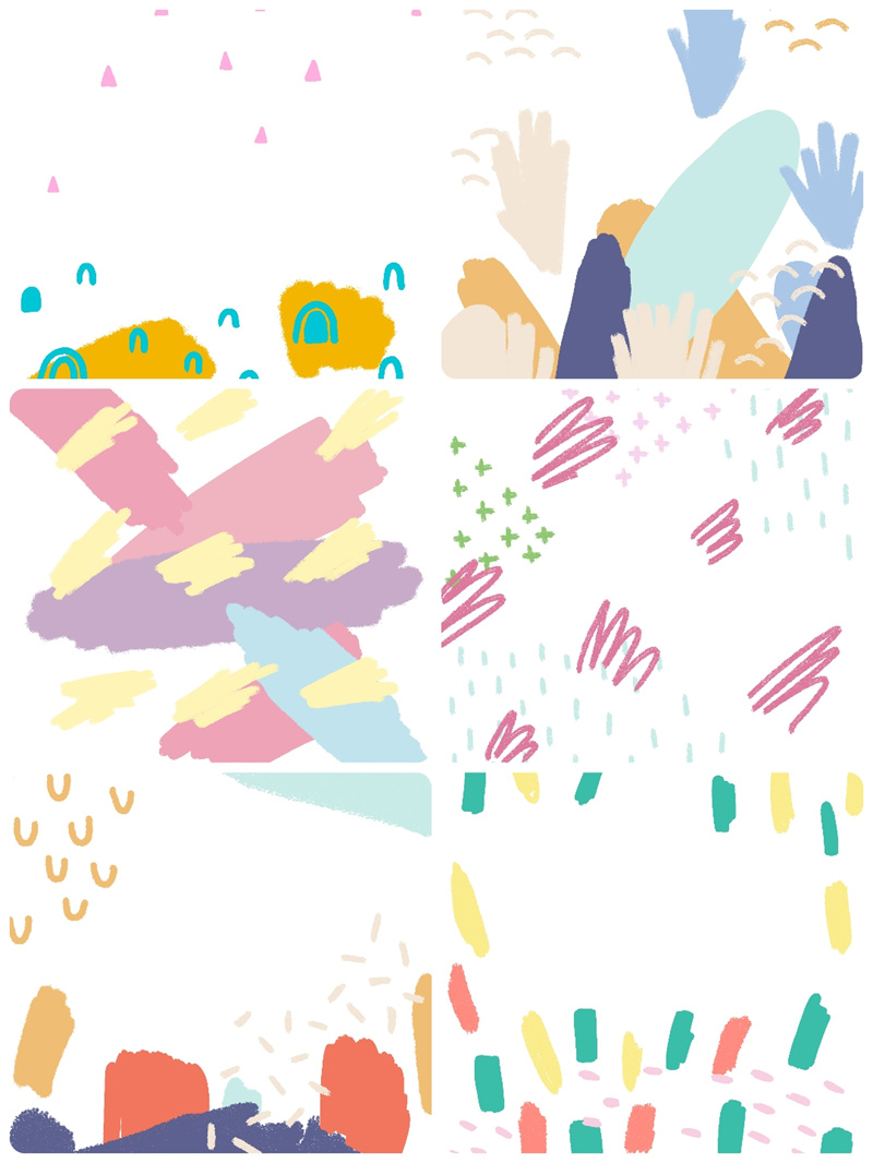 可爱水彩儿童创意涂鸦不规则形状背景图案插画PNG免抠PS设计素材-设计猿