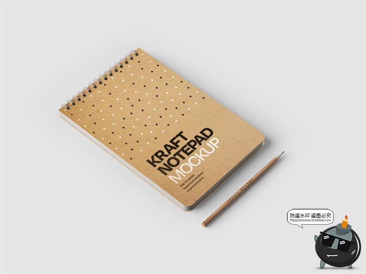 图片[3]-牛皮纸线圈本笔记本子记事本文创展示VI智能贴图样机PSD模板素材-设计猿